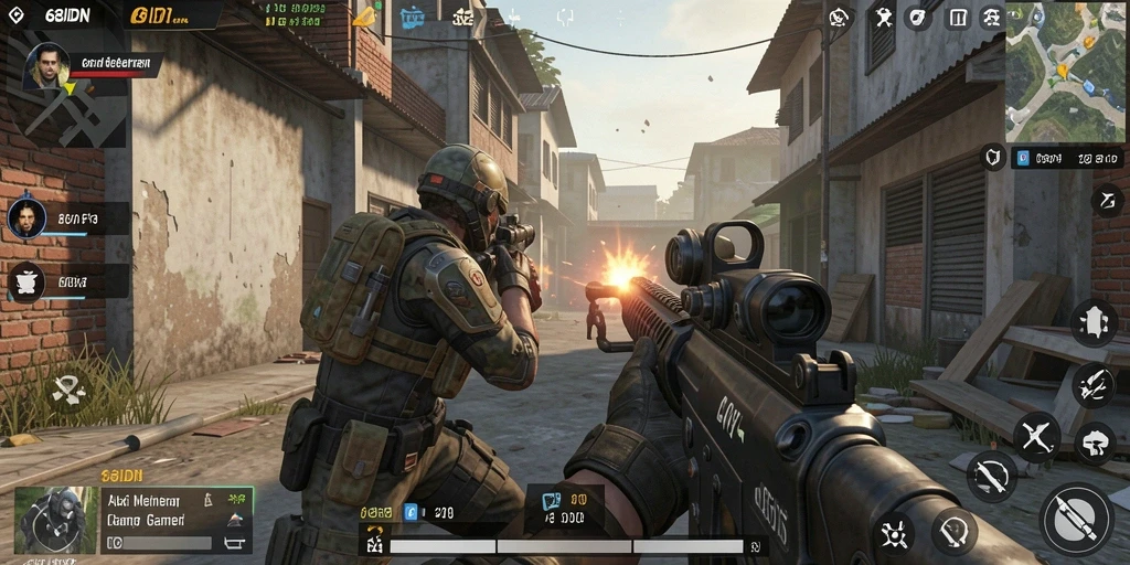 Tampak aksi mendebarkan dalam gameplay FPS 68IDN.