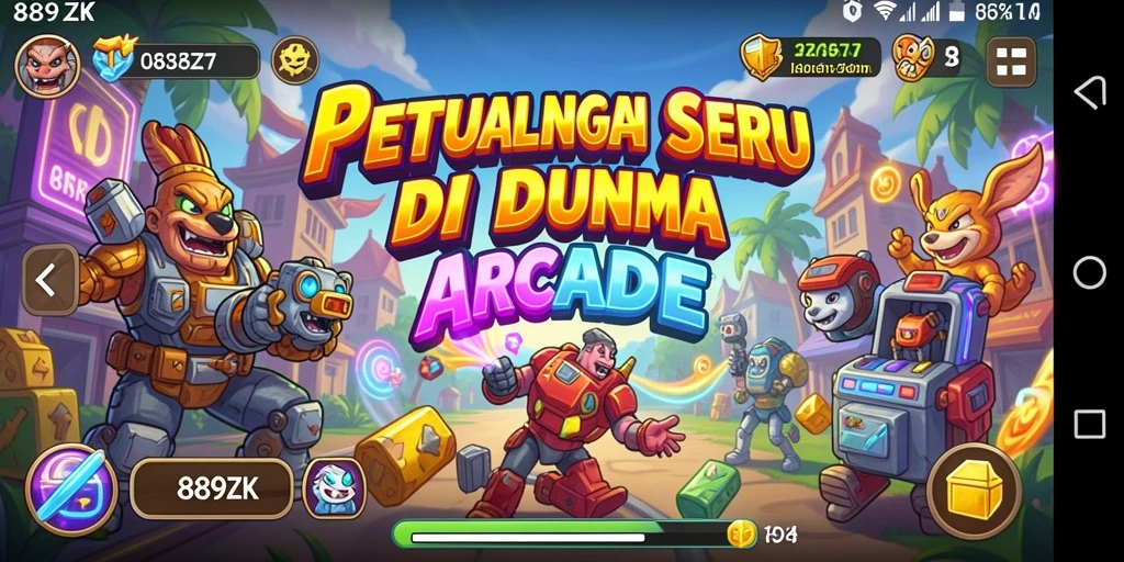 Tangkapan layar gameplay 889ZK yang menunjukkan aksi seru di level arcade.