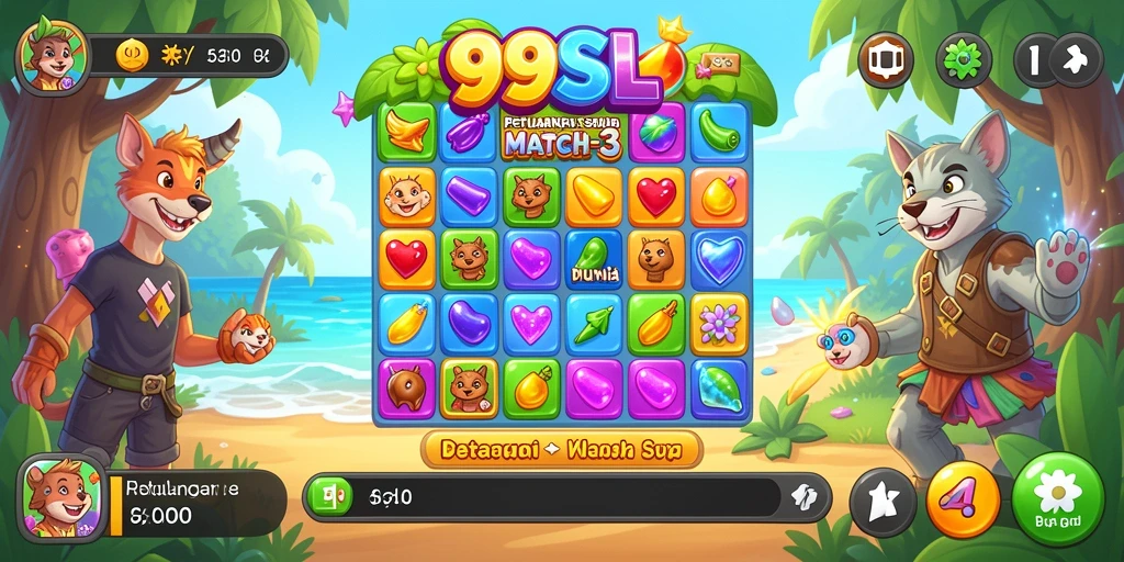 Tampilan seru gameplay Match-3 di 99SL yang menantang.