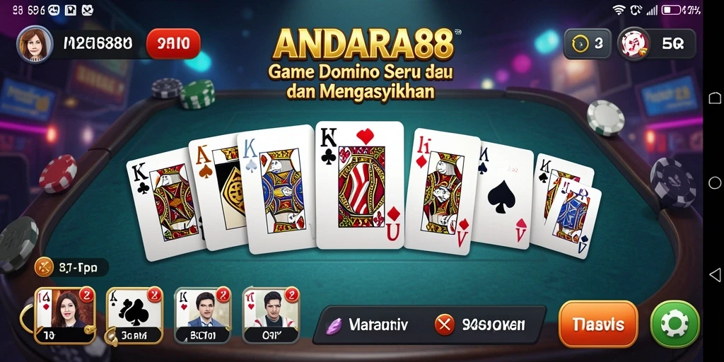 Tampilan gameplay ANDARA88 yang menampilkan serunya permainan Domino.