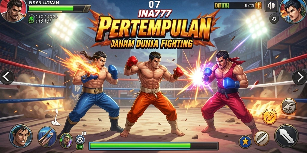 Tangkapan layar game INA777 menunjukkan aksi pertarungan yang intens.