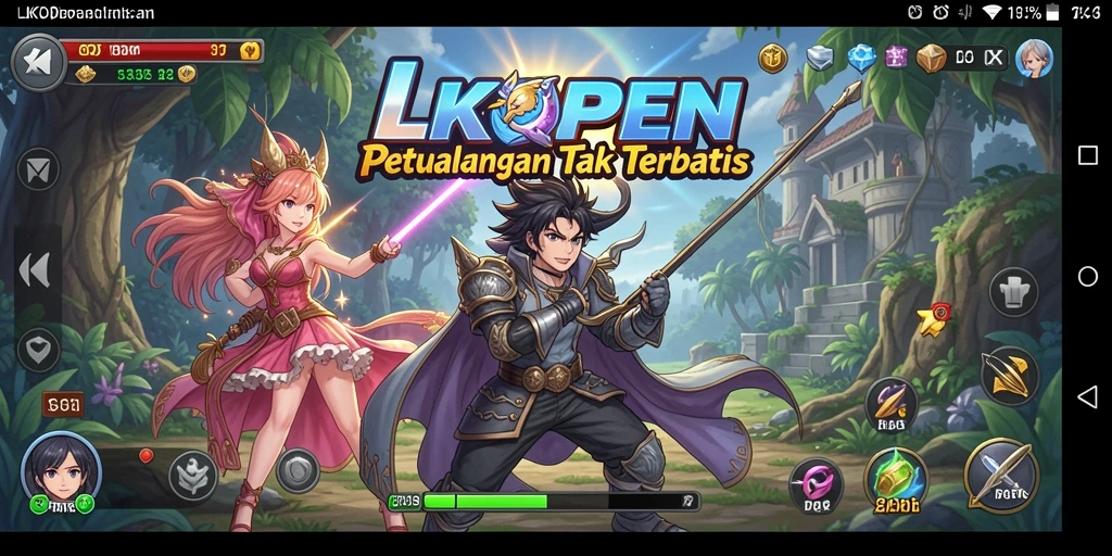Tangkapan layar LKOPEN menampilkan karakter Anime dalam aksi pertarungan epik.