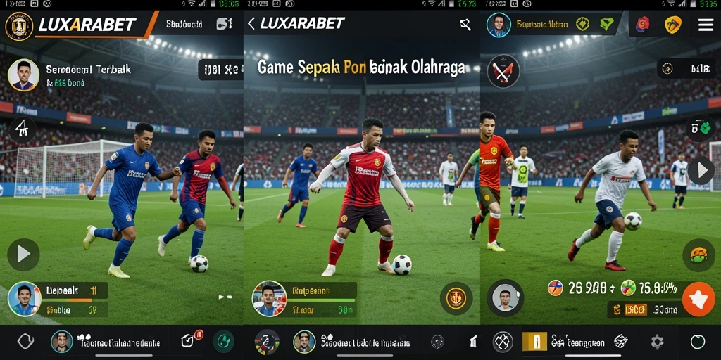 Tangkapan layar gameplay LUXARABET menunjukkan pertandingan sepak bola yang seru dan interaktif.
