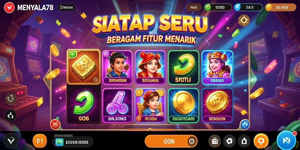 Tampilan gameplay seru di MENYALA78 dengan mesin slot yang beragam.