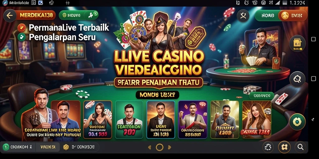 Tampilan menarik dari permainan Live Casino MERDEKA138 dengan dealer langsung.