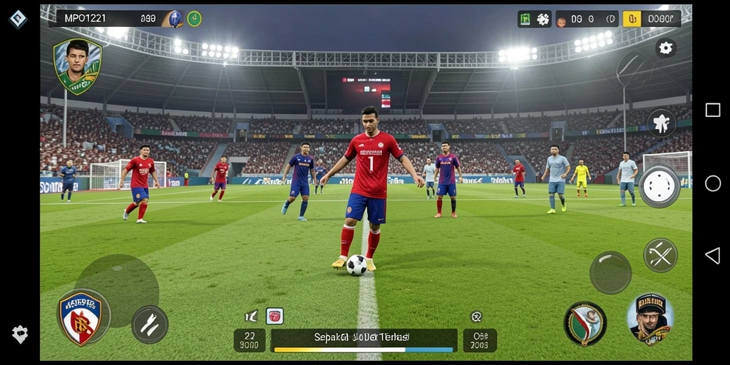 Tampilan aksi seru dalam game sepak bola MPO1221.