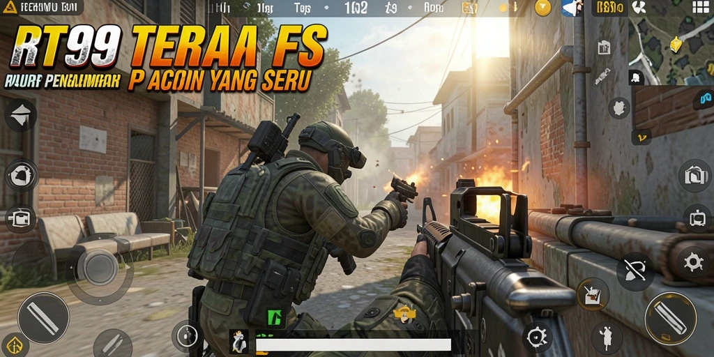 Screenshot gameplay RT99 menampilkan aksi seru dalam pertempuran FPS.