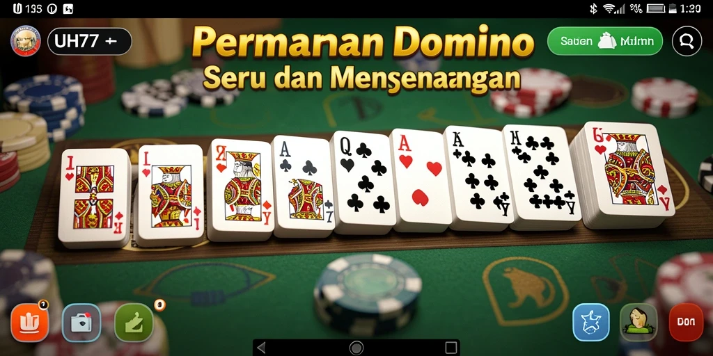 Tampilan gameplay UH77 yang menarik dan interaktif dalam permainan Domino.
